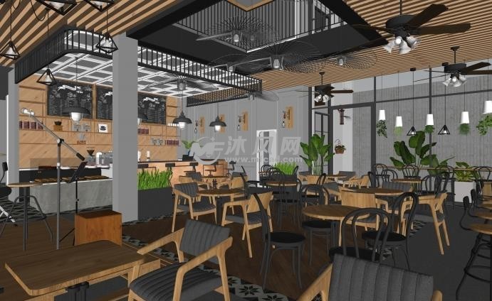 透视咖啡厅内场景