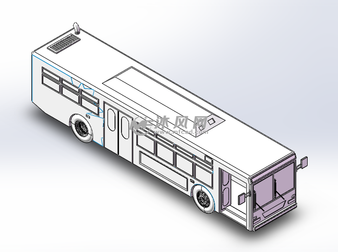 树特征模型图公交车设计模型三视图图纸描述公交车设计模型是城市客车