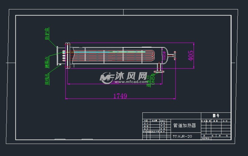 立式水管道加热器 换热/制冷空调设备图纸 沐风网