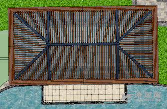 中式水榭亭子俯视图