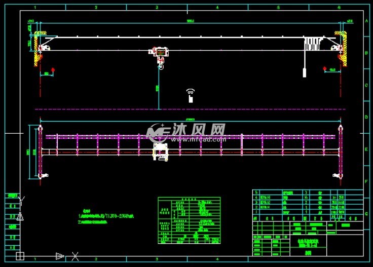 5m歐式電動單梁起重機總圖 - 工程機械/建築機械圖紙 - 沐風網