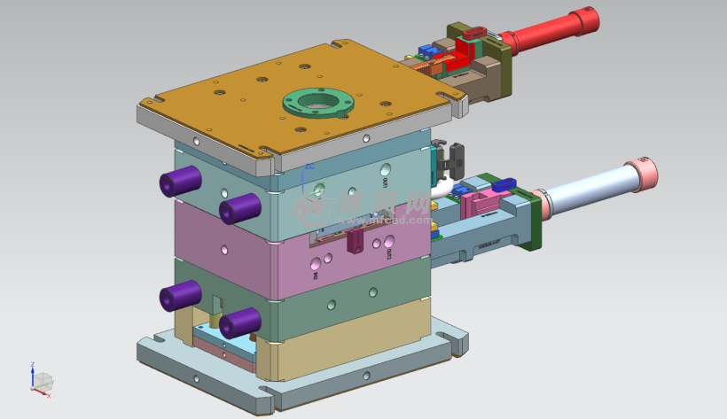 汽车连接器前后模脱螺纹注塑模具