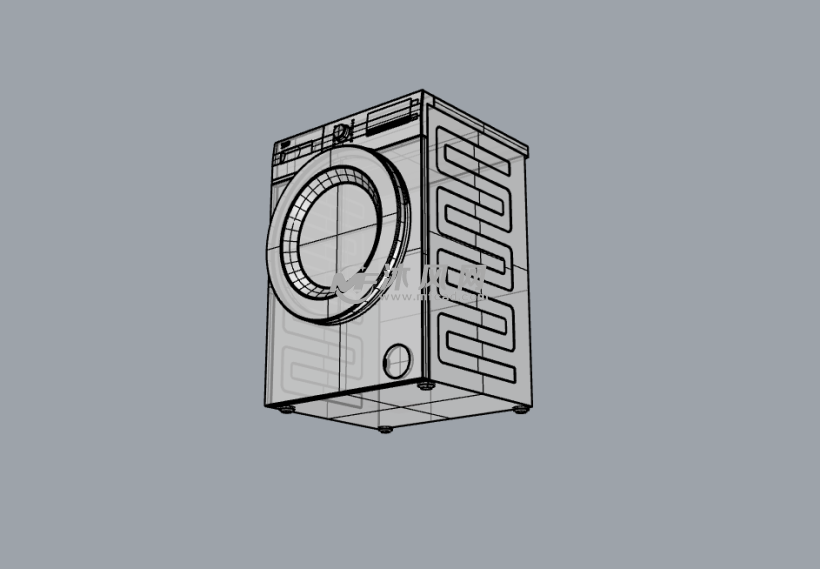 滚筒洗衣机精模线面图滚筒洗衣机精模正侧视图滚筒洗衣机精模渲染图