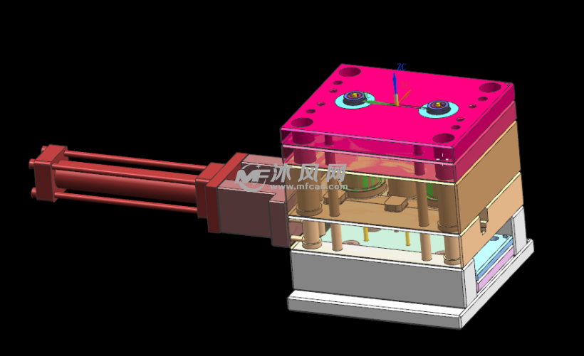 前模斜顶后模绞牙模具图
