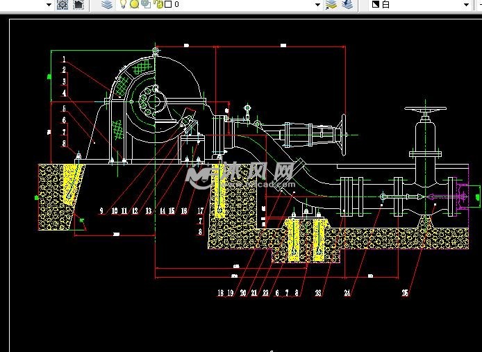 水轮发电机组安装布置图 - 电机图纸 - 沐风网