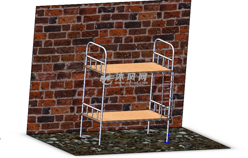 宿舍单人床 轴测图