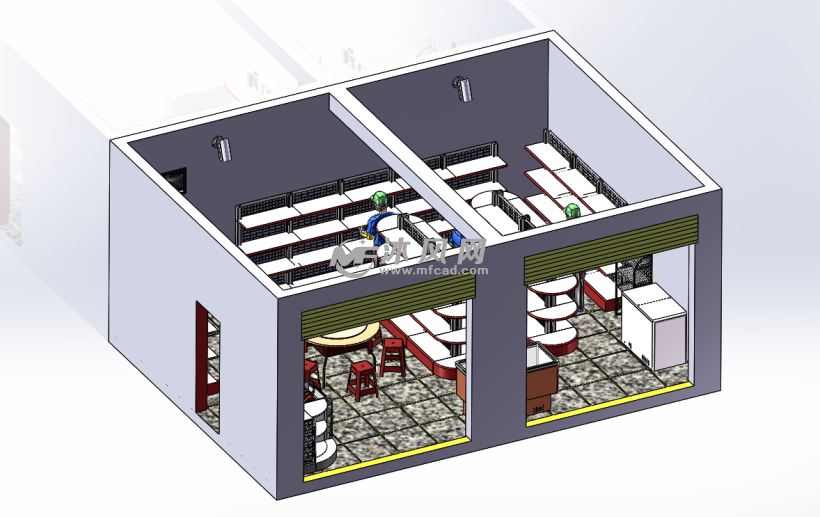 小商铺布局 建筑模型图纸 沐风网