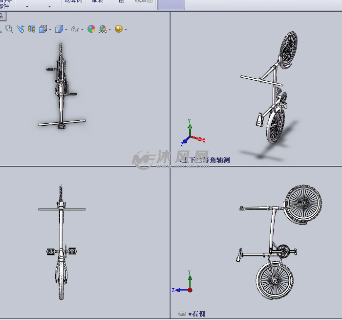 自行车(简易)设计模型三视图