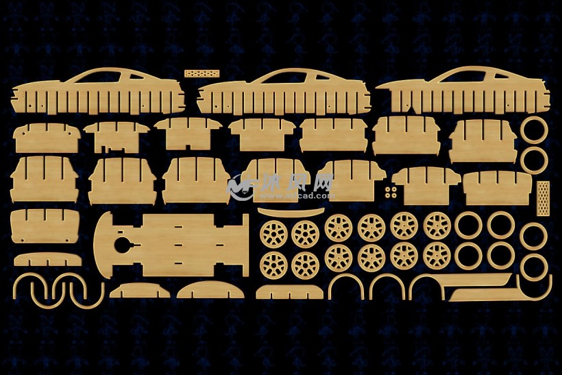 跑车拼装玩具 - 玩具公仔图纸 - 沐风网