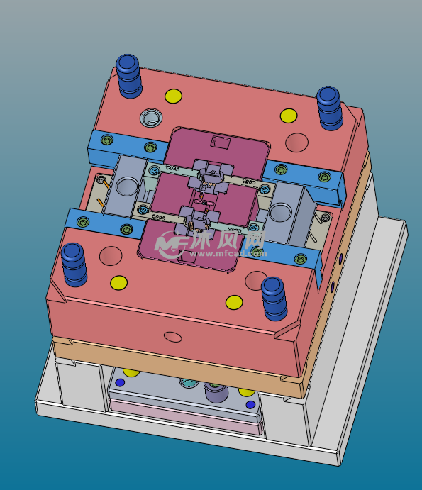 汽车锁窗插销潜伏浇口注塑3d模具