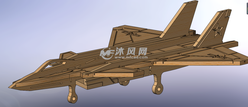 歼20飞机三毫米木板制作工艺品 - 玩具公仔图纸 - 沐风网