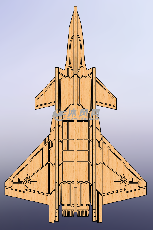 歼20飞机三毫米木板制作工艺品 - 玩具公仔图纸 - 沐风网