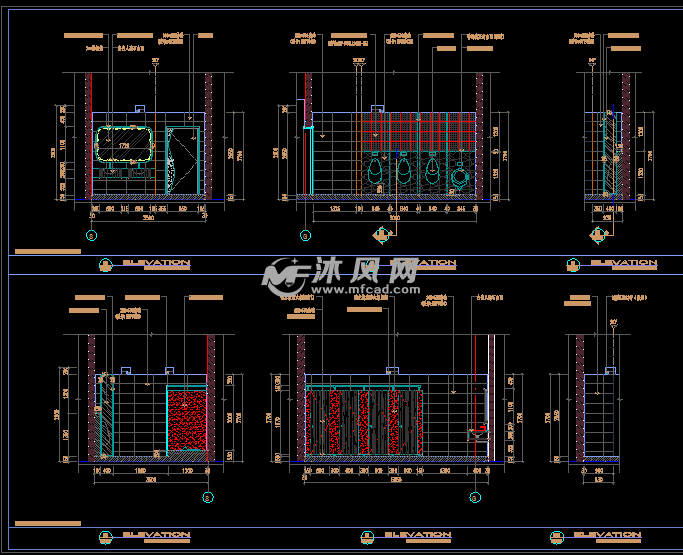 卫生间立面布置图卫生间顶面布置图卫生间平面布置图影院大堂图纸影院