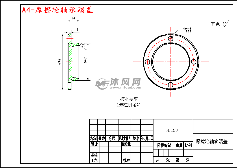 摩擦輪軸承端蓋