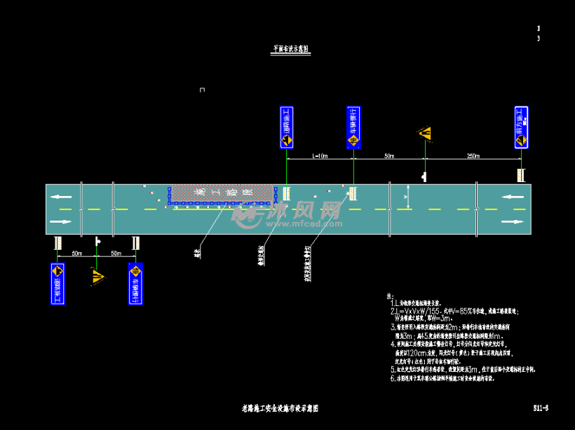 道路施工安全设施布设示意图