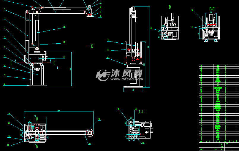 三轴机械手设计cad - 机器人模型图纸 - 沐风网