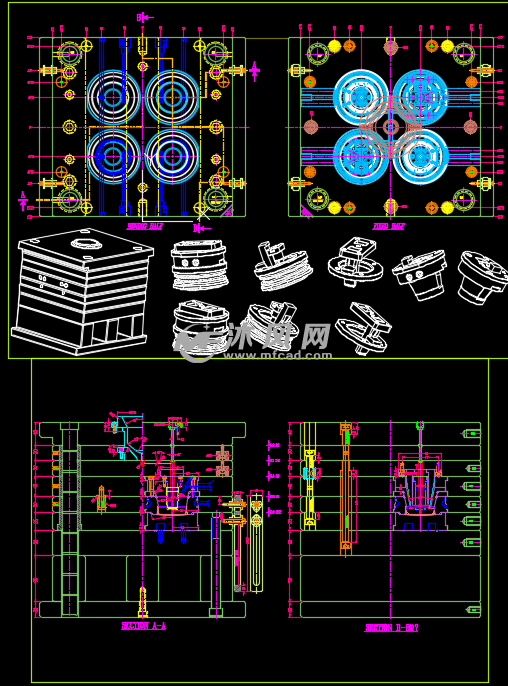 上模缩呵结构调味瓶盖模具图纸