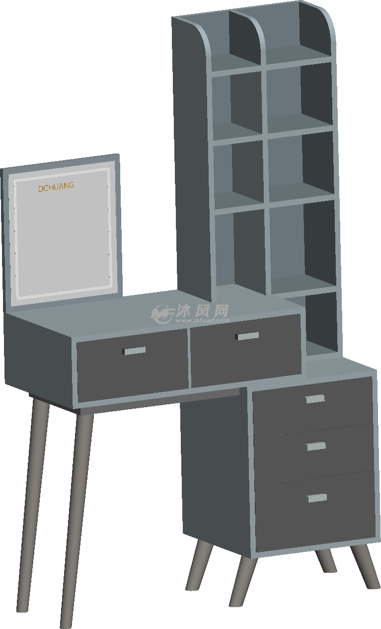 带储物架梳妆台轴测图