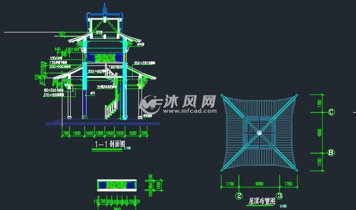 某寺院钟鼓楼建筑设计图