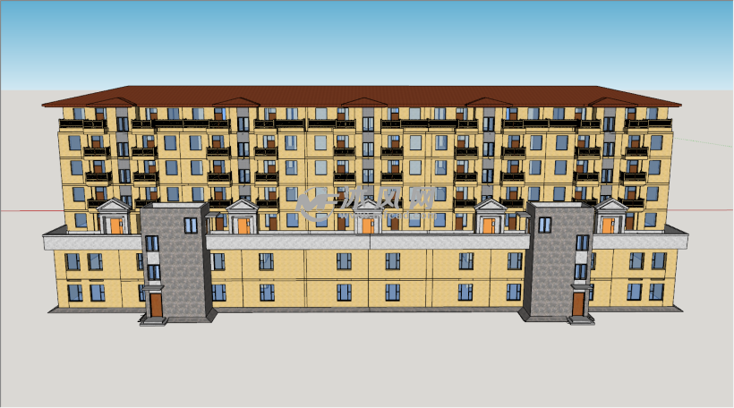 小区住宅楼正视图