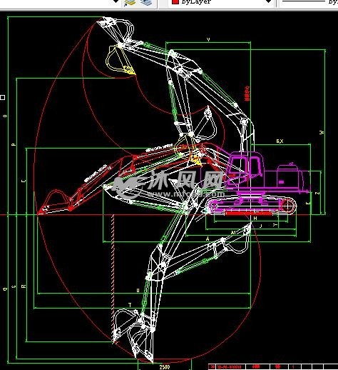 单斗挖掘机运动路线结构图