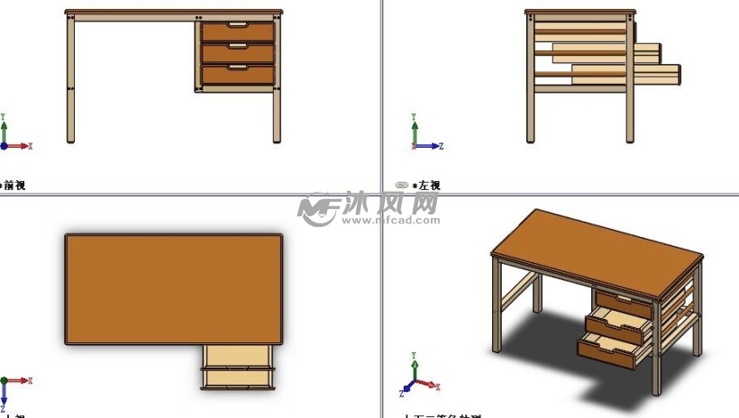 家庭常用卓子三维三视图