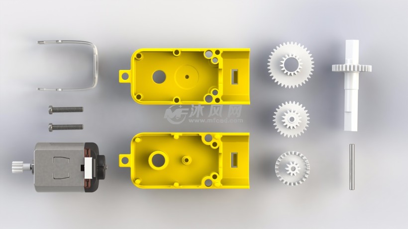 拉丝齿轮马达结构模型 零件图