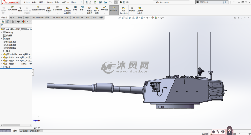 自行反坦克炮右视图