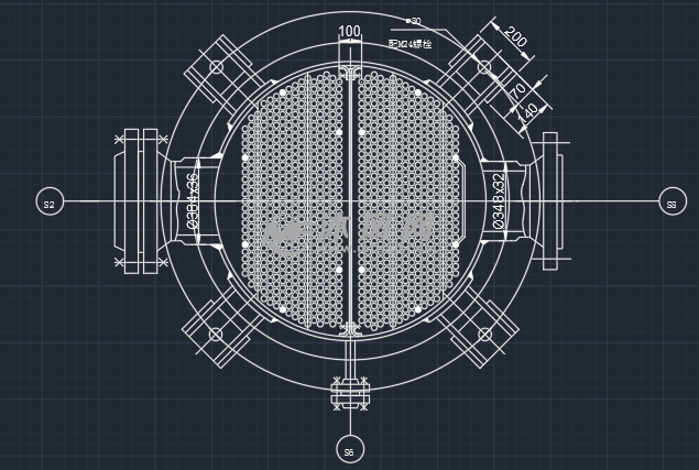 列管换热器俯视图