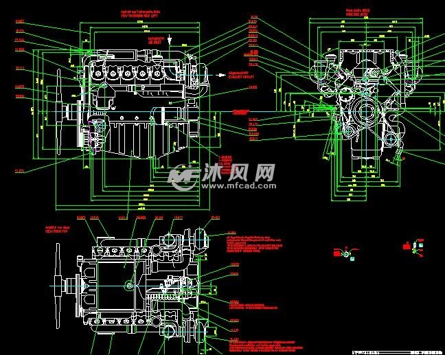 德国发动机装配三视图