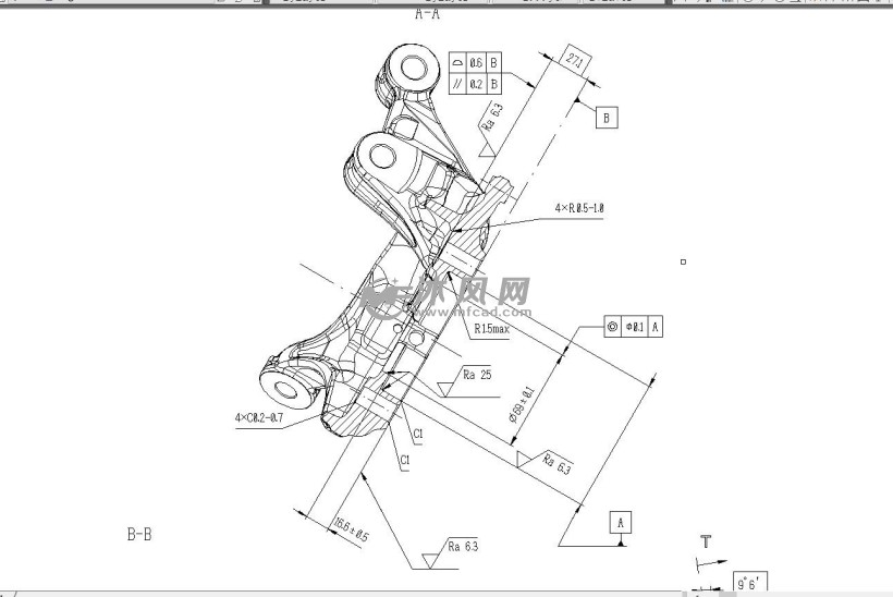 汽车铸造转向节cad图纸