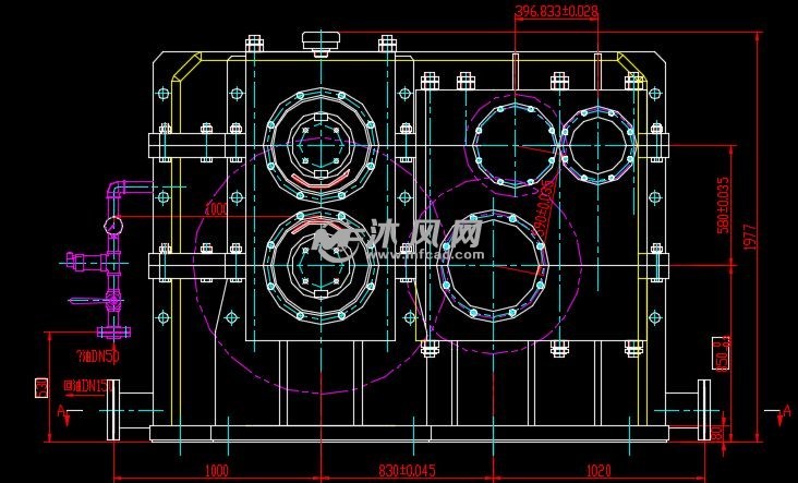1h3h5h齿轮箱方案图 - 零部件模型图纸 - 沐风网