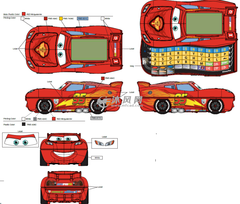 玩具声光小车六视图