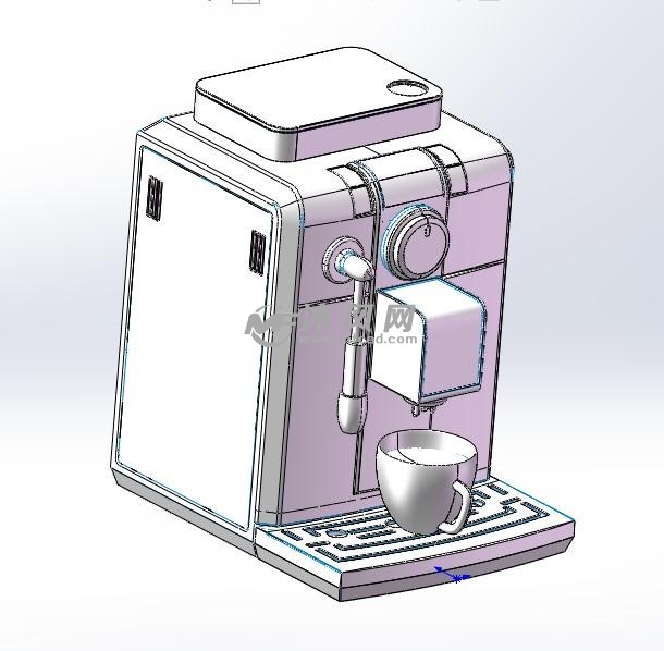 咖啡机sw三维轴测图