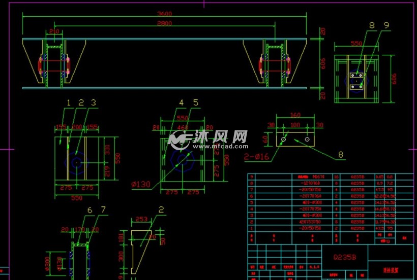 64t56m雙葫蘆造船門式起重機圖紙