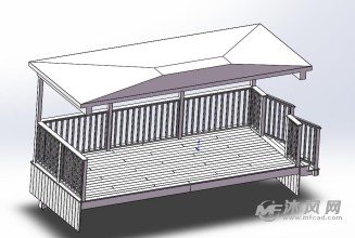 木质车站凉棚设计-建筑模型图纸-沐风网