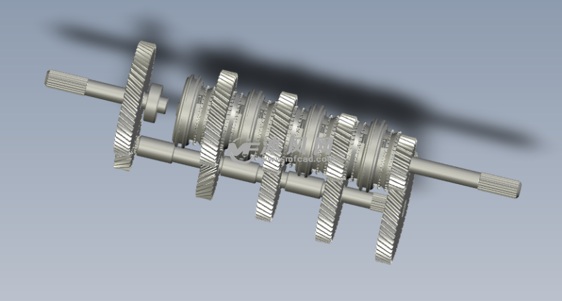 5速变速箱内部齿轮结构 俯视图