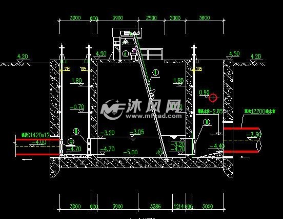 进水泵房 格栅剖面图