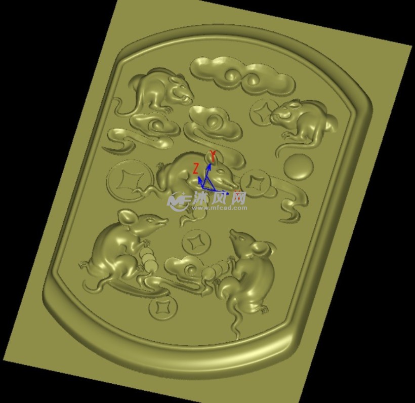 五鼠运财stp与x-t开模格式数控加工 - 艺术品/工艺品图纸 - 沐风网