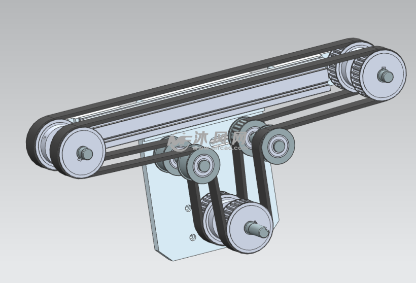 同步带轮组机构 - 传动件图纸 - 沐风网