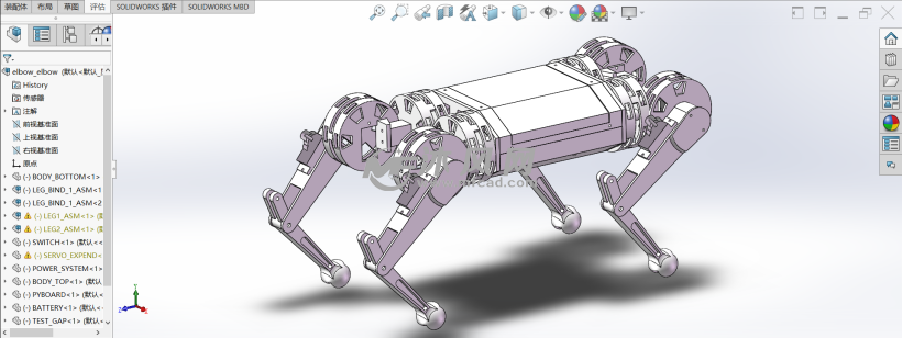 四足机器人菠萝狗 - 机器人模型图纸 - 沐风网