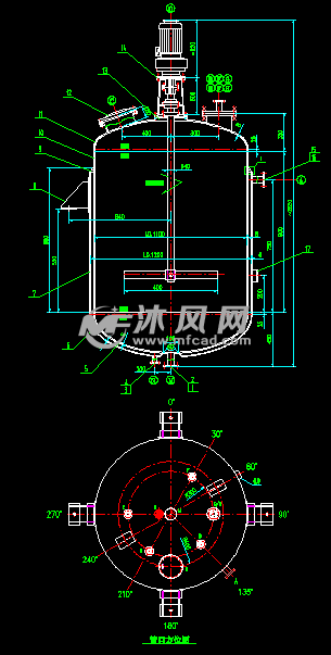 夾套反應釜裝配圖及部件圖