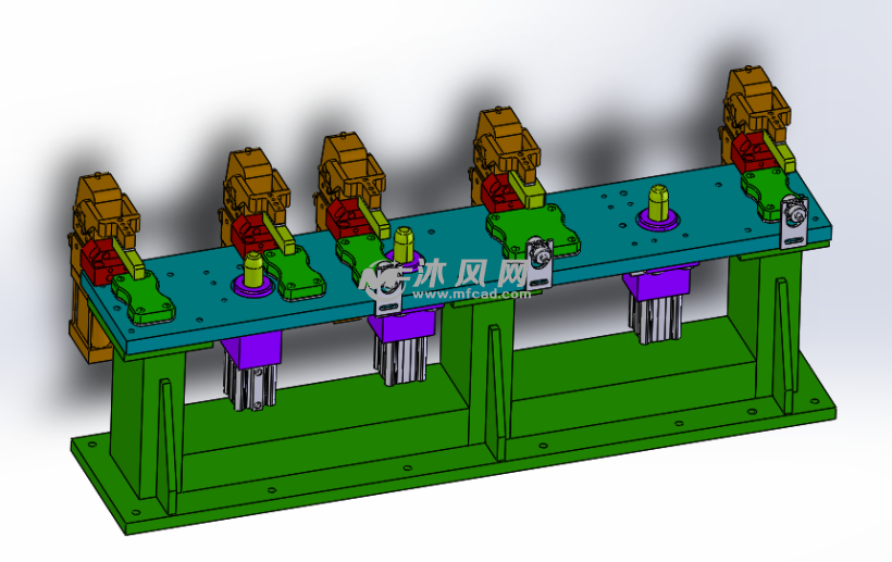5工位压死锁死机构设计