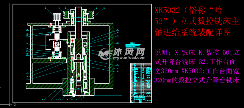 xk5032立式数控铣床主轴进给系统图