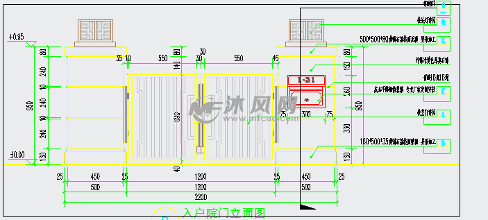 入户院门立面图