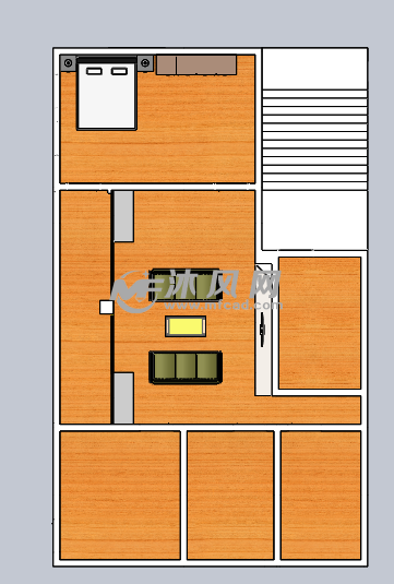 房屋布局3d实体图 - 建筑模型图纸 - 沐风网