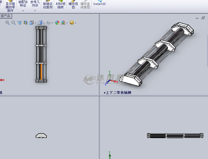 雕刻機(絲桿結構)設計模型三視圖