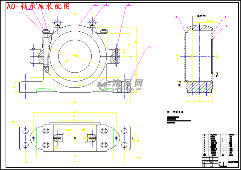 a0-轴承座装配图