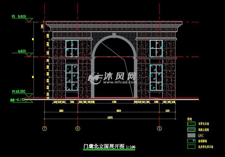 门廊北立面展开图