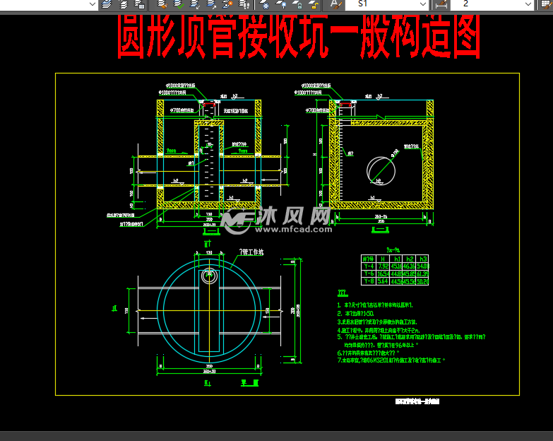 圓形頂管工作坑及接收井構造圖